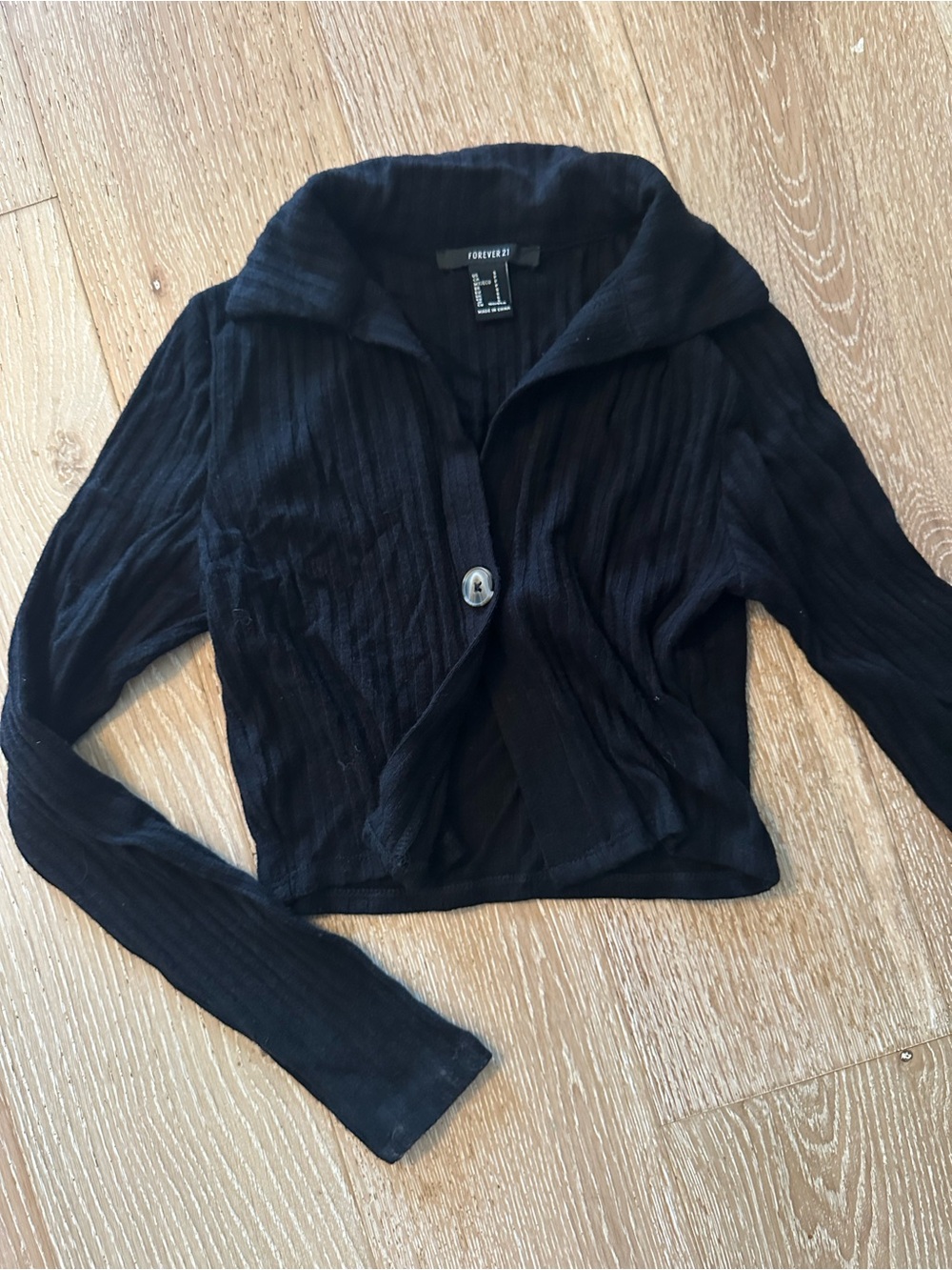 Forever 21 Black Ribbed Crop Top